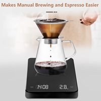 Outils de barista, balance à café avec minuterie, balance de cuisine avec écran LED, rechargeable par USB, balance à café noire 3 kg 5 kg/0,1 g