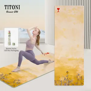 TITONI matras Yoga PU karet alam tebal 5mm 6mm, matras olahraga kustom Anti selip tahan lama untuk dijual
