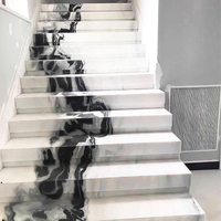 Escalier en marbre de luxe moderne haut de gamme, marches en pierre de quartz, escalier d'intérieur pour le deuxième étage, escalier droit en fer