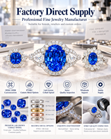 Bague en spinelle bleue cobalt cultivée en laboratoire, bague halo en platine PT950, bijoux fins personnalisés, OEM ODM, vente en gros