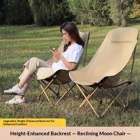 Chaise de camping pliable style glamping à dossier haut en tissu Oxford, rembourrée, pour l'extérieur, la pêche, avec dossier réglable et surélevé