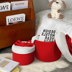New Collection <strong>Mini</strong> Handmade Woven Cotton Rope Decorative <strong>Basket</strong> Laundry <strong>Hamper</strong> Cute Storage <strong>Basket</strong> for Kids Toys Cloths - Product Image 6