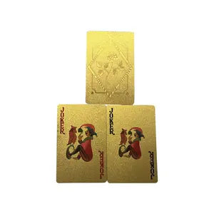Cartas de póquer de diseño personalizado de oro rosa Plástico PET 999,9 lámina de oro Diseño personalizado naipes