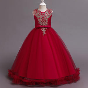 Vestido de Princesa Rojo para Niñas de 3 a 12 Años, Vestido Bordado para Niñas, Vestidos de Varias Capas para Niñas Grandes para Fiestas de Cumpleaños - Product Image 5