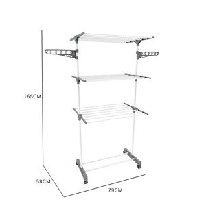 Professional 16.5M With Wheels Foldable Bathroom 3 Tier <strong>Folding</strong> Cloth Drying Outdoor Dryer Rack <strong>Clothes</strong> <strong>Airer</strong> - Product Image 6