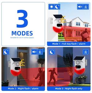 Lampe d'alarme solaire LED étanche IP65 120 dB avec télécommande et 3 modes d'induction infrarouge pour jardin, ferme, entrepôt, maison - Product Image 5