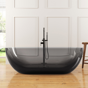Baignoire autoportante moderne en pierre artificielle gris transparent pour Maydon, baignoire de luxe de 1750 mm, fabrication d'usine - Product Image 1