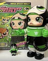 POPMART MEGA SPACE MOLLY 400%+100% POWERPUFF GIRLS Figurine d'action en PVC officielle d'anime verte, décoration de la maison, boîte mystère, cadeau