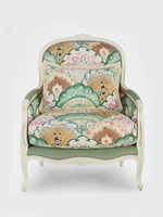 Französischer Stil Bedruckter Massivholz-Einzelsessel Wohnzimmer Schlafzimmer Café Freizeit-Sofa-Stuhl Amerikanischer Landhausstil China