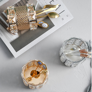 Spazzola di trucco del Supporto di Metallo In Oro di Lusso Vanity Caso Scatola di Immagazzinaggio Cilindro Tazza Diamante Make Up Di Cristallo Supporto di Spazzola di Trucco Dell'organizzatore - Product Image 6