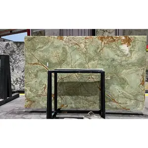 factory price big size light green onyx translucent marble slab