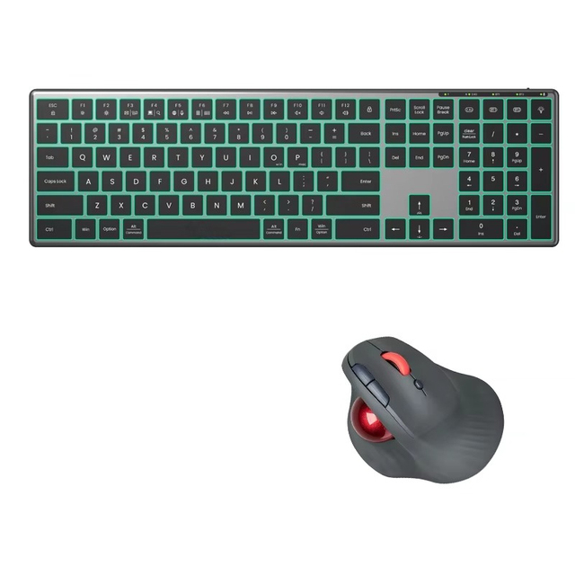 Backlit Wireless Keyboard and Mouse Multi-Device Rechargeable Mouse and Aluminum Alloy Keyboard Set for Laptop Tablet PC