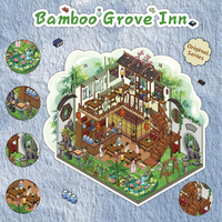 Autocollants 3D créatifs de scène de dessin animé mignon sur le thème des arts martiaux et de la ferme de bambou pour la décoration de papeterie et de loisirs créatifs
