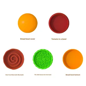 New Arrival Solid Pattern <strong>Pet</strong> Hamburger Bowl Plastic Multi-Use Feeding Dog and Cat Bowl with Portable Storage - Product Image 5