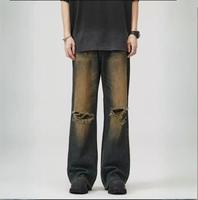 Proveedor de marcas internacionales --- Street Wear Unisex Pantalones holgados de gran tamaño Boys Vintage Jeans Pantalones sueltos rectos para hombres