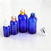 Flacon compte-gouttes en verre ambré bleu de 5 ml, 10 ml, 15 ml, 20 ml, 30 ml, 50 ml pour huile essentielle avec bouchon antivol et compte-gouttes insérable