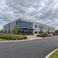 Bâtiment commercial moderne en structure métallique, atelier métallique durable et résistant aux intempéries pour entreprises