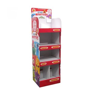 Tùy chỉnh bán lẻ Pop Up sô cô la kẹo đồ ăn nhẹ sàn hiển thị đứng sóng thực phẩm đầy màu sắc giấy carton hiển thị các tông Giá - Product Image 5