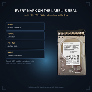 ฮาร์ดดิสก์ WD Original Pulled Zero Power-On 8TB Enterprise SATA HDD 7.2K RPM สำหรับเซิร์ฟเวอร์ NAS ศูนย์ข้อมูล พร้อมการรับประกัน 3 ปี - Product Image 4