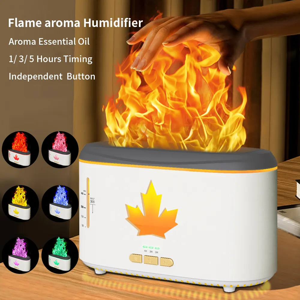 Custom Ultrasonic Portable Flame Lamp H2o Cool Spray Mist Essential Oil Aroma Diffuser Usb Flame Air Humidifier