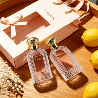 Flacon de parfum vide en verre rose de luxe personnalisé 50ml 100ml avec bouchon doré Flacons de parfum avec boîte Flacons de parfum vides pour femme