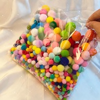Petits pompons multicolores à haute élasticité, boules en peluche créatives faites à la main, matériaux artistiques de différentes tailles pour la décoration