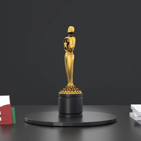 Nouvelle Star Figurine Personnalisé Golden Man Trophée 3D Casting Statue En Métal sur Base En Bois