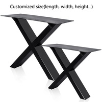 Pieds de Table à manger en métal personnalisé en forme de X pour Table