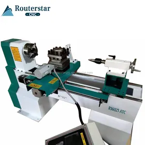 Mesin Bubut Putar Kayu ATC Mini CNC, Panjang 1000Mm untuk Usus Catur Kayu