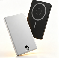 Powerbank Nirkabel Magnetik Layar Digital Pengisian Cepat S800 Aluminium Alloy Logo Kustom 15w 3in1 Metal