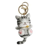 Porte-clés chat en peluche tissé, motif dessin animé mignon, cadeau pour les amoureux des chats, breloque artisanale écologique pour sacs à dos, sacs et sacs à main