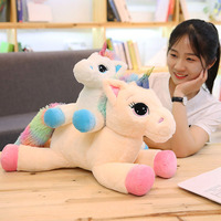 Peluche licorne adorable à crinière arc-en-ciel, avec étoile porte-bonheur, pour décoration de la maison, récompense pour les enfants, cadeau de fête
