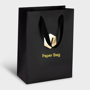 GiGO Sacs à provisions en <span class=keywords><strong>papier</strong></span> noir recyclé <span class=keywords><strong>personnalisé</strong></span> Sacs en <span class=keywords><strong>papier</strong></span> cadeau durables en gros avec poignées - Product Image 1
