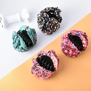 Large Hot Selling Floral Plastic Hair Clip Simple Print Flower Hair Claw Hair Accessories For Women Wholesale