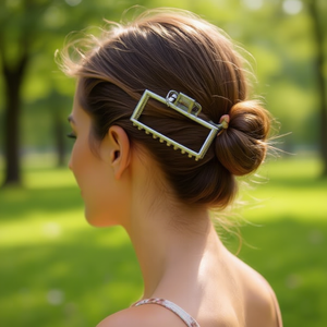 Pinza de Pelo Rectangular Grande de Metal Angelina de 9 cm para Mujer, Accesorio para el Cabello de Uso Diario - Product Image 3