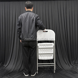 <span class=keywords><strong>เก้าอี้</strong></span>พลาสติกพับได้สีขาวน้ำหนักเบาพกพาสะดวกสำหรับงานกลางแจ้ง งานปาร์ตี้ในสวน ให้เช่าสำหรับงานอีเว้นท์ - Product Image 5