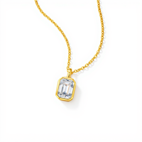 Collar de Cadena con Colgante de Plata de Ley 925 Certificada por Fábrica, con Moissanita y Zirconia, Lote Pequeño, Logotipo Personalizado, OEM, ODM