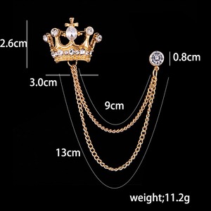 Broche Vintage <span class=keywords><strong>de</strong></span> Corona Real con Borla <span class=keywords><strong>de</strong></span> Circonita Cúbica Brillante y Cadena, Insignias Metálicas, Broches <span class=keywords><strong>de</strong></span> Moda para Hombres, Traje <span class=keywords><strong>de</strong></span> Boda, Esmoquin - Product Image 5