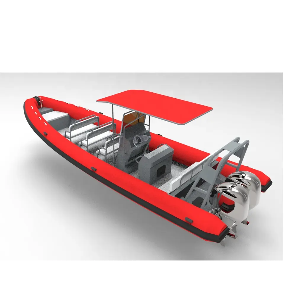 8m אורך <span class=keywords><strong>18</strong></span> קיבולת אדום hypalon צינור אלומיניום נוקשה-בעלת גוף מתנפח צלעות סירת עם כפול בעלות מנוע