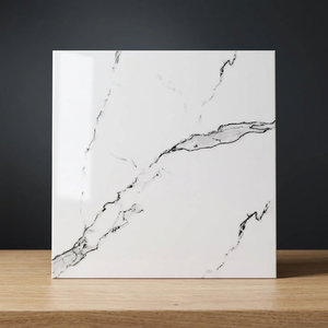 Azulejos de Cerámica para Piso con Aspecto de Mármol Blanco, 40x40cm, Acabado Mate Liso, Porcelana Premium para Interiores de Villas - Product Image 3