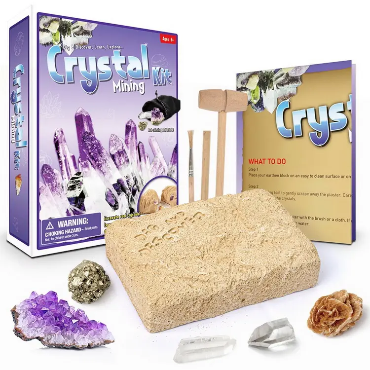 DIY Mining Crystal Treasure Gem Archaeological Fossil Children Exploration Dig It Out Toy