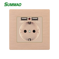 Prise allemande standard européenne 16A avec double 2 USB Panel 86 Prise murale universelle