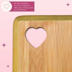 Decoración de Madera, Bandeja de Madera Decorativa con Diseño de Onda para Té, Tabla de Cortar de Bambú con Diseño de Corazón Recortado - Product Image 3
