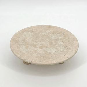 Frutero Redondo de 3 Patas con MOQ Bajo, Bandeja de Mármol Natural para Guardar Dulces, Bandejas Nórdicas de Piedra Travertino para la Entrada, Decoración de Cuenco de Piedra - Product Image 4