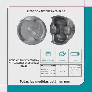 Jeu de pistons 20 Honda Element 4 cylindres 2.4 K24a3 K24a4 K24a8 - Product Image 5