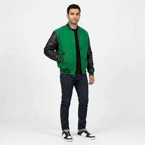 Blousons universitaires pour hommes en 100% coton, à col montant, avec logo frontal, personnalisables avec écussons vierges et broderie de lettres, vente en gros - Product Image 1
