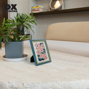 Cornice Portafoto in Legno MDF Blu DX Designs <span class=keywords><strong>con</strong></span> <span class=keywords><strong>Perline</strong></span> Dorate - Misure 4x6 5x7 8x10 A4, da Tavolo e da Parete - Product Image 5