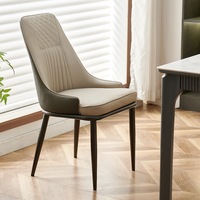 Chaise de salle à manger avec assise capitonnée, base en métal rainurée et pieds en métal évasés, prix promotionnel pour les restaurants Vineyard et Farm Restaurant