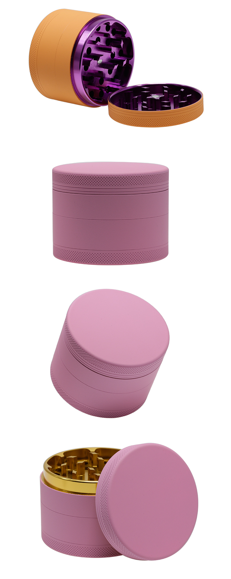 Diameter 63MM four layer rubber paint aluminum alloy smoke grinder custom logo 6119