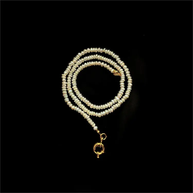 Women Elegant Collar Wedding Jewelry Gold Plating Small Pendant Natural Pearl Beads Choker Necklace